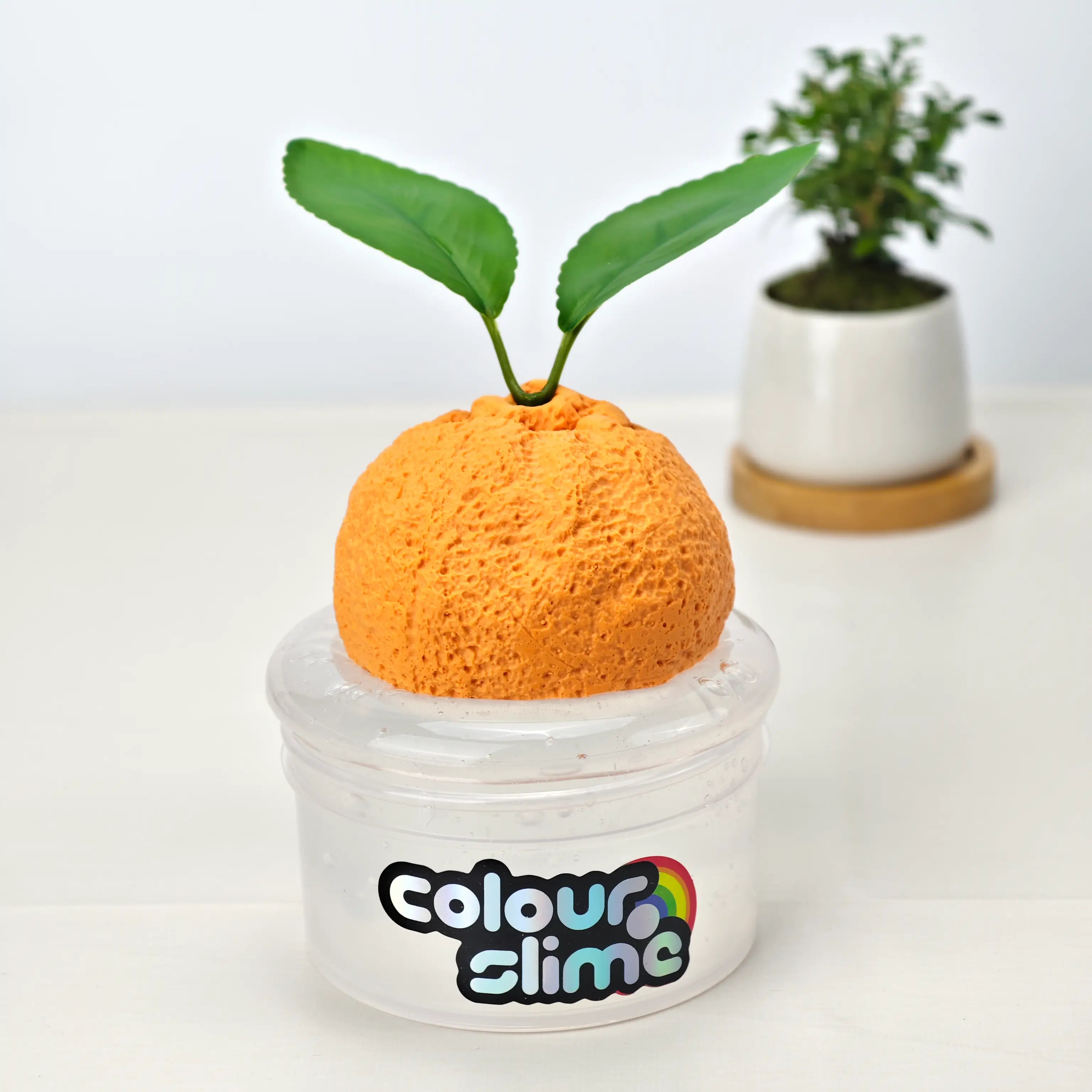 Orange Korean Clay Mix Coated Clear Putty Slime