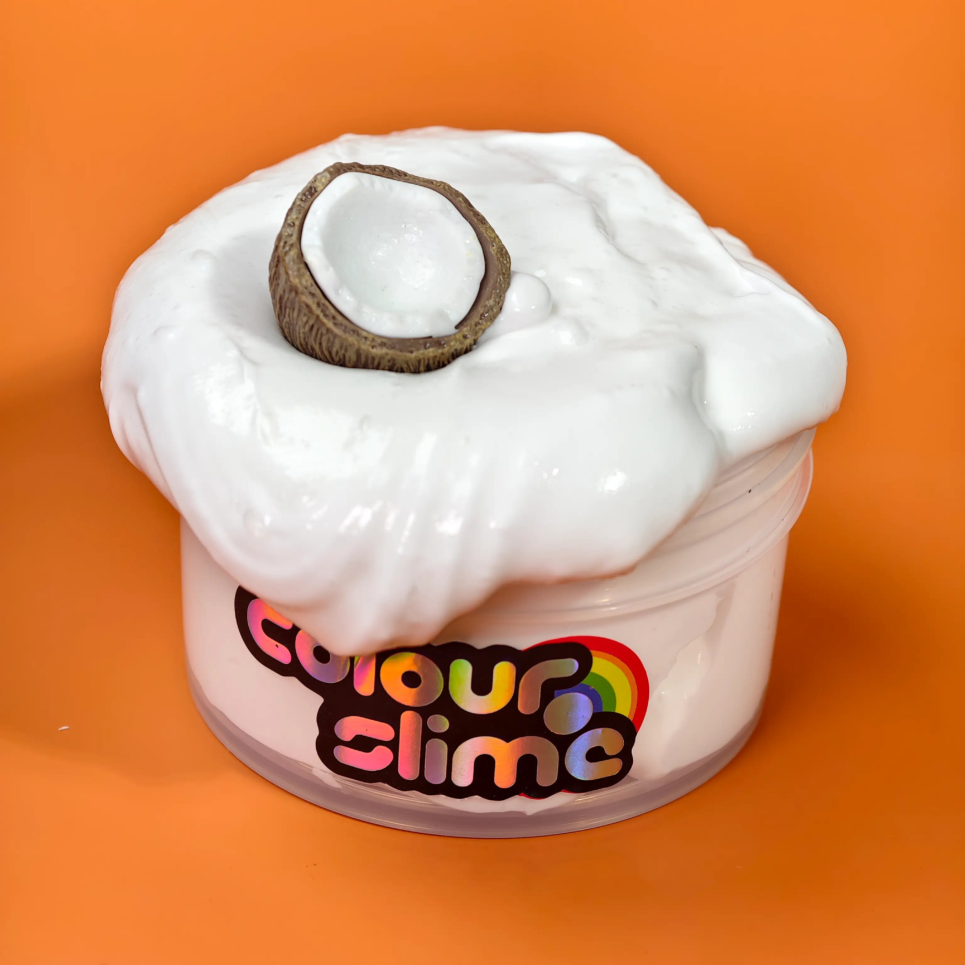 Coconut Cream Cloud white glue slime by Colour Slime with coconut charm and coconut vanilla cream scent.