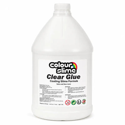 White container of Colour Slime Clear Glue on a white background