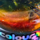 Close-up of a colorful glittery coated slime with 'Colour Slime' branding.
