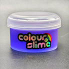 Container of Colour Slime with a purple lid on a gray background