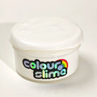 Vanilla Whip white glue slime in a clear jar with a smooth, glossy cream-colored surface